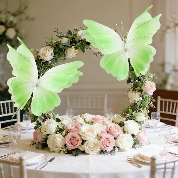 BiFandian Butterfly Veil Flower Decor, Sheer Fabric Flower for Window Wedding Party, Outdoor Courtyard Scene Arrangement for Festival, Event, Celebration