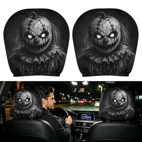 BiFandian Car Headrest Cover, Soft Polyester Fabric with Funny Print Design, Universal Auto Seat Head Protector Sleeve for Vehicle, Truck, SUV Interior Decor Accessory