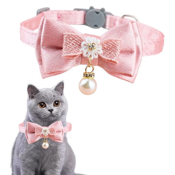 BiFandian Cat Collar with Bell, Breakaway Bow Cat Collars, Adjustable Pink Bow Tie for Cats Dogs Small Pets
