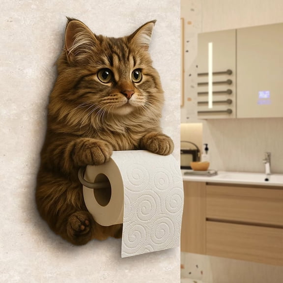 BiFandian Cat Toilet Paper Holder, Funny 3D Cats Paper Towel Holder, Cute 3D Cat Paper Roll Storage, Paper Towel Holder Wall Mounted for Dorm Home Rv Restroom, Unique Cats Lover Gifts