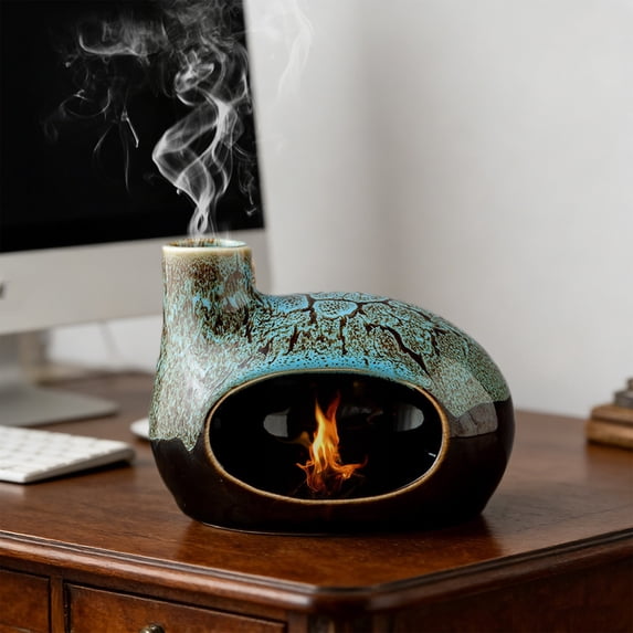 BiFandian Ceramic Palo Santo Holder, Decorative Incense Burner with Ash Catcher, Unique Design for Meditation, Yoga, Aromatherapy and Home Decor