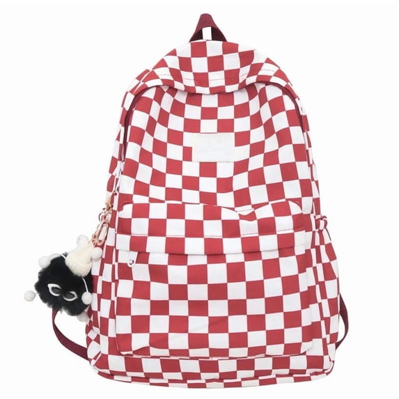 BiFandian Checkerboard Pattern Plaid Backpack, Korean Style Lightweight Casual Daypack with Roomy Compartment, Stylish Carryall Bag for Daily Commute Outdoor Errand Use