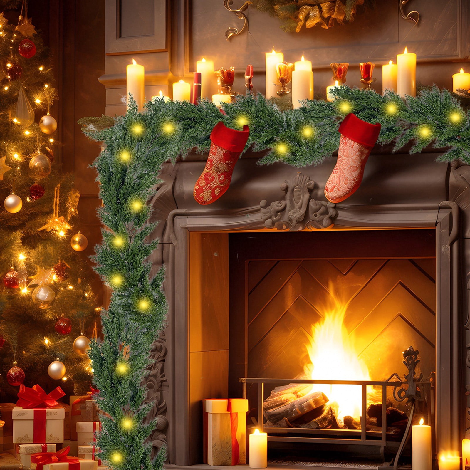 Pre Lit Garland For Mantle