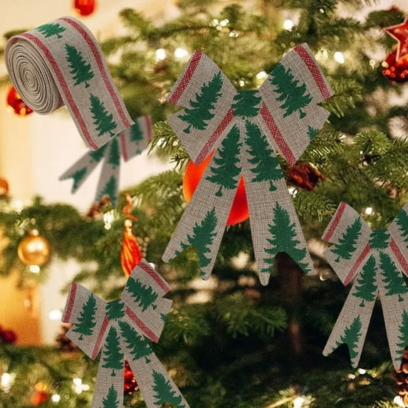 BiFandian Christmas Decorative Ribbon, Christmas Wired Ribbon Rolls for Gift Wrapping and Crafts Decoration, 2.5In x 6.56Ft