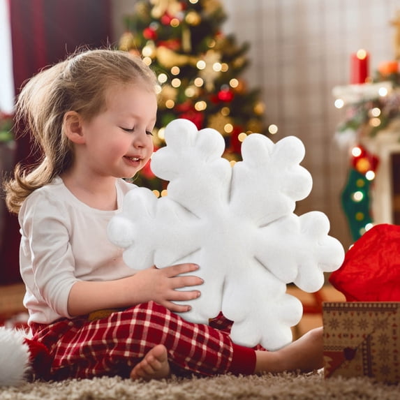 BiFandian Christmas Snowflake Pillow, Shaped Velvet Lumbar Cushion, Decorative Throw for Sofa, Bed, Car, Office