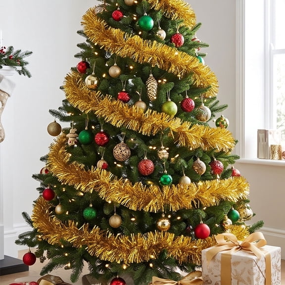 BiFandian Christmas Tinsel Garlands Sparkly Xmas Tinsel Ribbons Christmas Tree Hanging Ornaments Party Indoor Outdoor Decoration 6.5ft