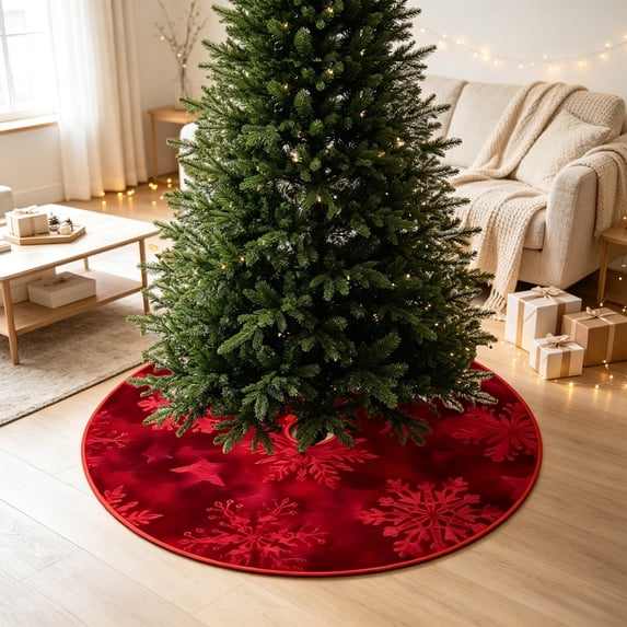 BiFandian Christmas Tree Skirt, 24 Inch Polyester Holiday Decoration for Indoor Party Display, Christmas Decorations Indoor Outdoor Tree Base Cover Accent for Home, Living Room, Fireplace