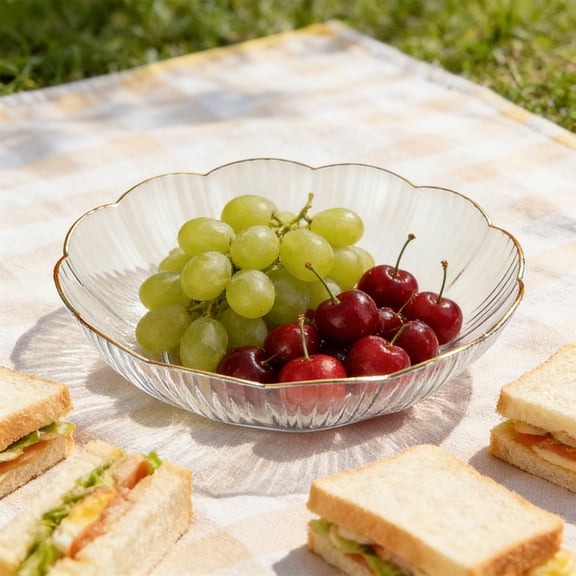 BiFandian Clear Serving Trays Decorative Bowls Reusable Plates for Fruits Snacks Storage, 9.8 Inch