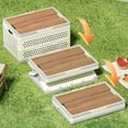 thumbnail image 1 of BiFandian Collapsible Storage Bin with Handles and Wooden Lid, Large Capacity Stackable Crates, Strong and Portable Baskets Container for Home Organization, Picnic and Shopping, 1 of 7