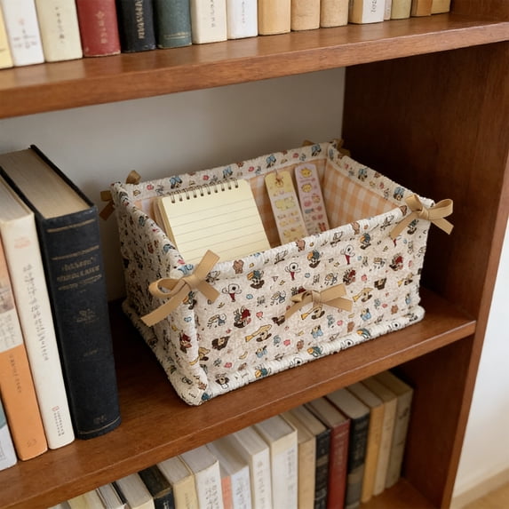 BiFandian Desktop Storage Basket, Snack and Sundries Organizer with Handle, Cosmetic Tray for Makeup, Office Desk, Vanity, Small Item Organization, Woven