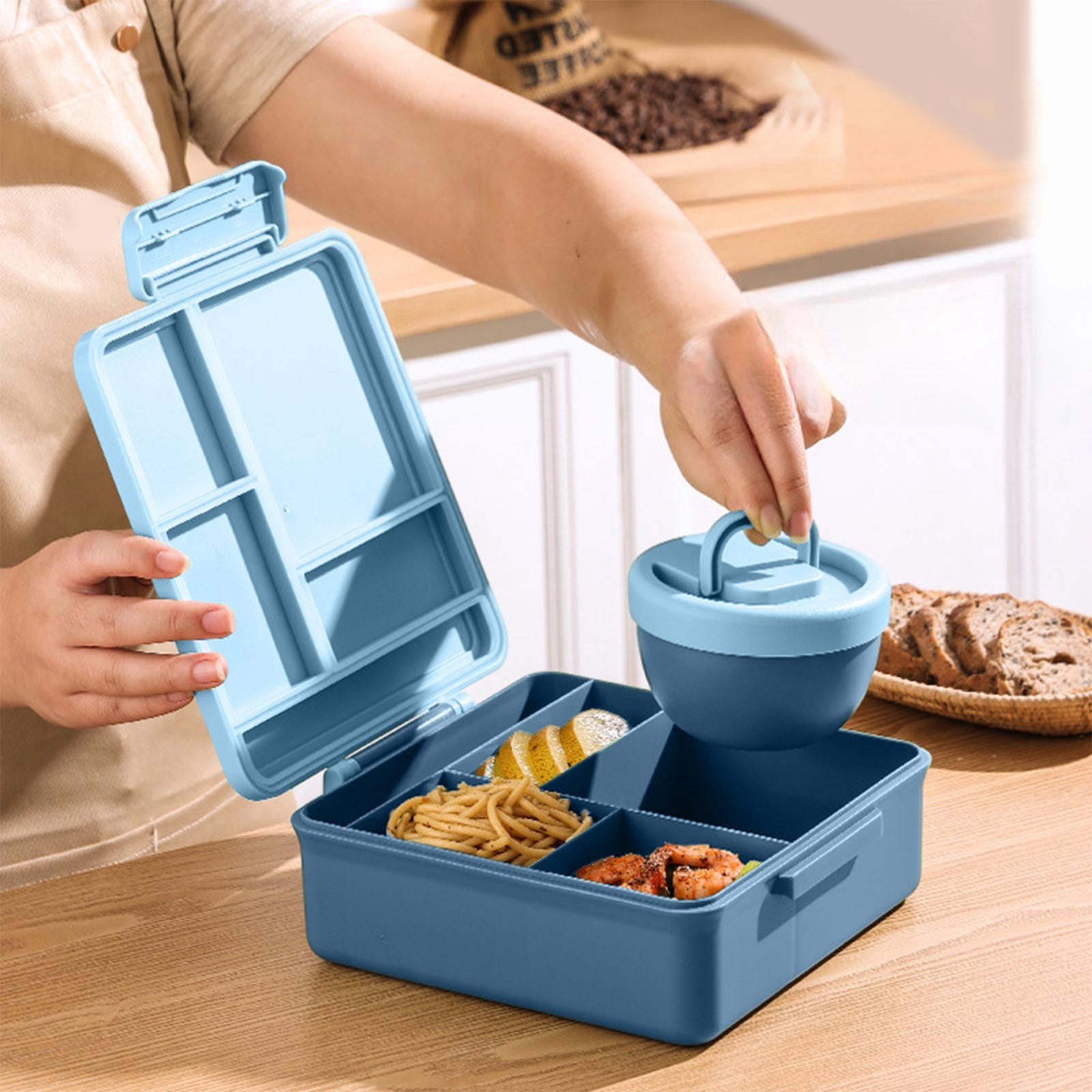 Multiple Container Lunch Box BiFandian Divided Lunch Box with Handle, Portable Travel Picnic ...
