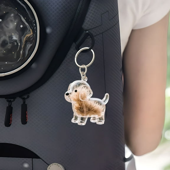 BiFandian Dog Hair Memorial Keychains, Transparent Pet Fur Keepsake Keychain, Dog Hair Collector Key Pendant, Cute Decorative Accessory for Dog Lovers