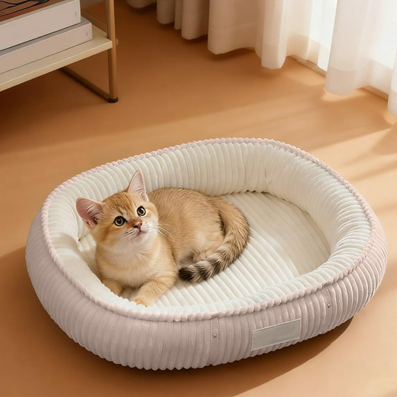 BiFandian Double Layer Insulated Dog Bed, Washable Plush Reversible Cat Sleeping Pad, Integrated All Season Pet Bed with Removable Cover for Small Breeds