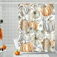 thumbnail image 1 of BiFandian Fall Pumpkin Printed Shower Curtains, Waterproof Thickened Shower Curtain, Halloween Thanksgiving Theme Bathroom Decor, Punch-free, 1 of 6