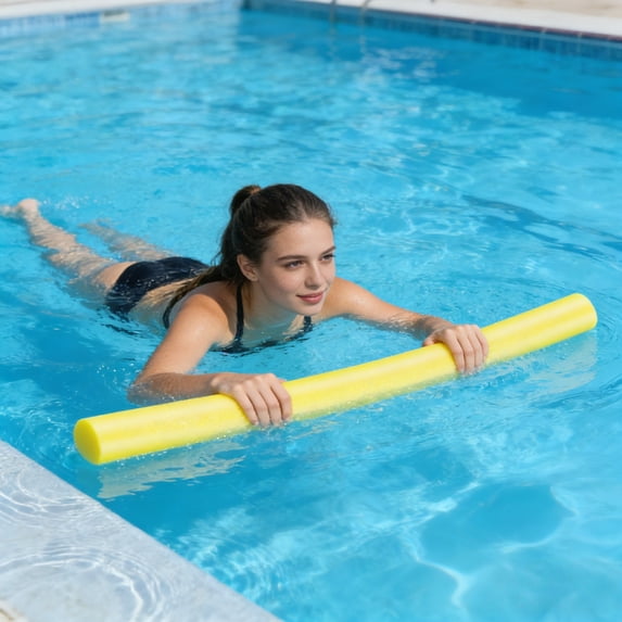 BiFandian Floating Pool Noodles, Solid Swimming Foam Tube 47", Hollow Swim Noodles Floats Bar for Adults Swim Training, Beginner Swimmers Accessories, Yellow