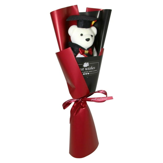 BiFandian Graduation Bear with Doctoral Cap Bouquet, Congrats Grad Bouquet with Plush Bear Doll , Graduation Party Favors for 2025 Graduation Decorations
