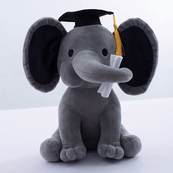 BiFandian Graduation Cap Elephant Stuffed Plush Toy, Graduation Season Commemorative Elephant Figurine, Soft Plush Doll Gift for Graduation Ceremony Celebration and Keepsake Collection