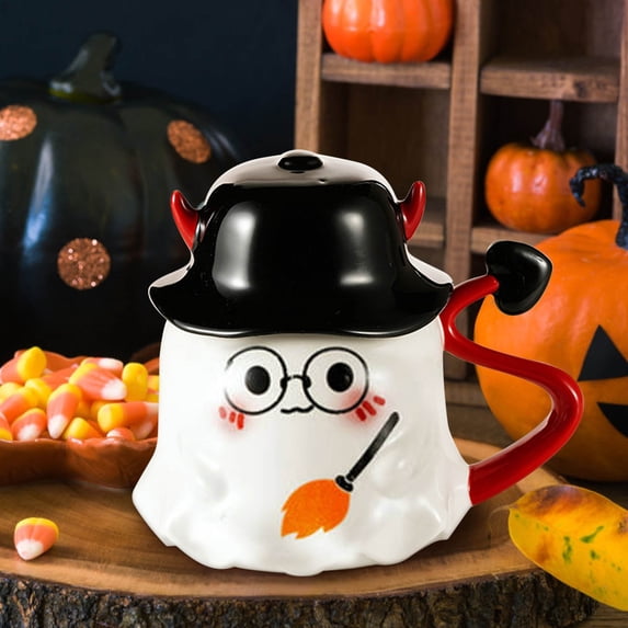BiFandian Halloween Ghost Coffee Mugs, Decorative Cute Ghost Shaped Mugs, Personalized Water Cups for Halloween Decorations Indoor, Unique Gifts for Halloween Parties