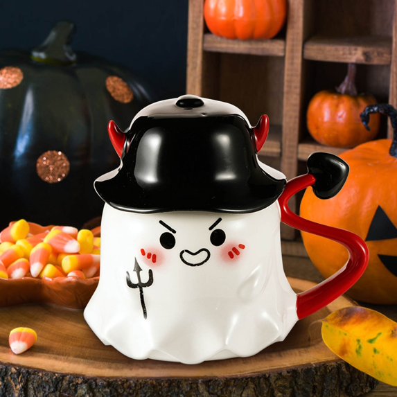 BiFandian Halloween Ghost Coffee Mugs, Decorative Cute Ghost Shaped Mugs, Personalized Water Cups for Halloween Decorations Indoor, Unique Gifts for Halloween Parties