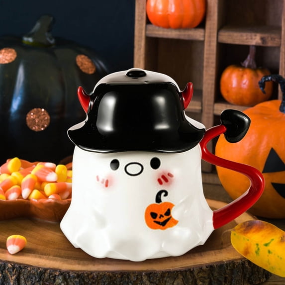 BiFandian Halloween Ghost Coffee Mugs, Decorative Cute Ghost Shaped Mugs, Personalized Water Cups for Halloween Decorations Indoor, Unique Gifts for Halloween Parties