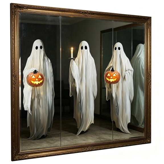 BiFandian Halloween Ghost Wall Stickers, Spooky Sheet Ghost with Pumpkin and Candle Decals, Removable Vinyl Wall Decals for Home, Mirror, Living Room, Bedroom, Halloween Decoration Indoor