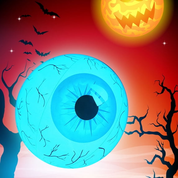 BiFandian Halloween Inflatables Eyeball Decorations, Luminous 23.6 Inches Inflatable Balloons with with Build-in LEDs, Halloween Decor Indoor Outdoor Blow Up Yard Decorations