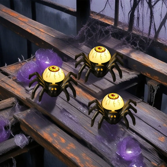 BiFandian Halloween LED Lights Candles, Spider Eyeballs Decorations Night Light, Battery Operated Halloween Flameless Candles, Flickering Tabletop Party Decor