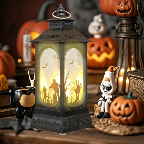 BiFandian Halloween Lantern Decorations Indoor, LED Vintage Candle Lantern Lights, Halloween Hanging Hanging Skull Pumpkin Lantern for Home Decor Indoor Outdoor
