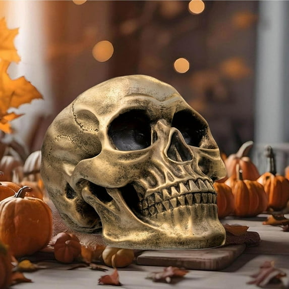 BiFandian Halloween Skeleton Head Decorations, Halloween Realistic Skull Ornament, Spooky Skeleton Model Halloween Prop Indoor Decor