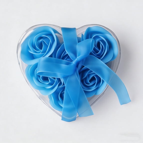 BiFandian Heart Shaped Soap Flowers, 6 Piece PVC Simulation Floral Bouquet, Valentine's Day Small Gift Set for Decor, Bath, Fragrant Decorative Display