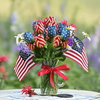 BiFandian Independence Day Artificial Flowers, Stars and Stripes Rose Flowers Decorations, American Flag Floral Table Centerpiece for 4th of July, Patriotic Decor Fake Flower for Celebration