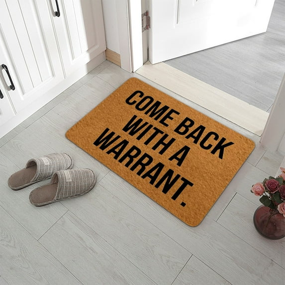 BiFandian Indoor and Outdoor Doormat Come Back with A Warrant, Front Door Rug, Dirt Trapper Inside Door Mat, Non Slip Washable Welcome Mat Entryway Rug for Entryway