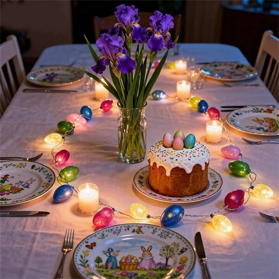 BiFandian LED Easter Egg String Lights, Colorful Eggshell Fairy Lights for Bedroom, Battery Operated Decorative Lights for Party, Holiday, Spring, Wall, Window