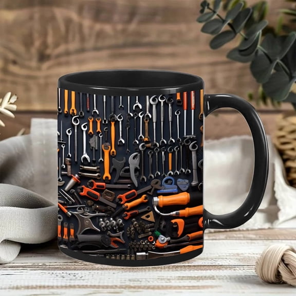 BiFandian Mechanic Toolbox Ceramic Coffee Mug, Creative Funny Auto Mechanic's Coffee Cup, Personalized Tools Design Tea Mug, Gift for Husband Dad Birthdays, Holidays, Anniversary
