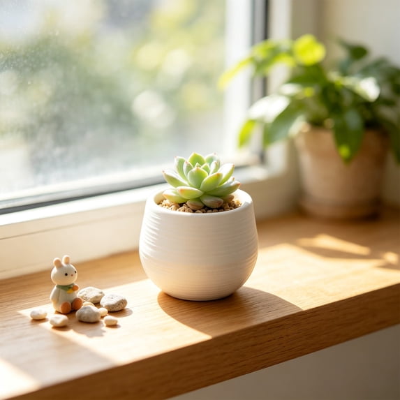 BiFandian Mini Plastic Pot, Ribbed Small Round Flower Planter Colorful Nursery Container, Cactus Herb Desktop Bonsai Decor, 6 Color Options for Shelf, Windowsill