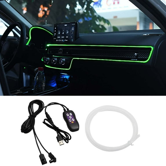 BiFandian Multi-Color Car Interior Atmosphere Lights Strip, RGB Optic Sound-Responsive Neon Lamp Strip Universal, USB Powered Under Dash LED Interior Lights for Car(5 Meters, 1 in 2)