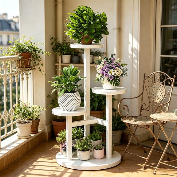 BiFandian Multi Tier Wooden Plant Stand Rack, Space Saving Flower Pot Holder Display Shelf, Decorative Organizer for Home Living Room Garden Office Indoor Greenery Arrangement