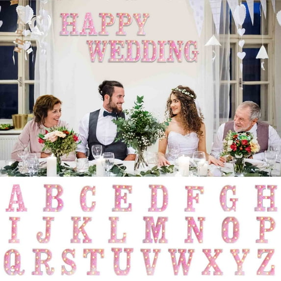 BiFandian Pink LED Letter Lights, Mother's Day Party Decor Sign Light, Alphabet Night Light for Home, Party, Birthday, Festival Decoration on Wall, Table