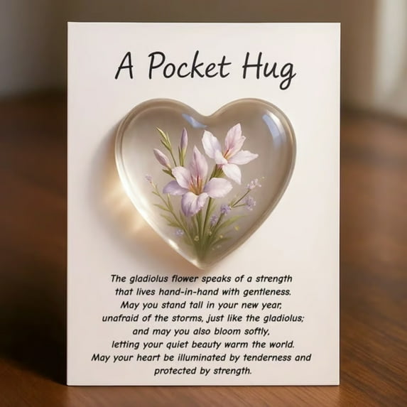 BiFandian Pocket Hug Card, Floral Design Card for Emotional Gift, Small Greeting Card for Sharing, Personal Note, Kindness Token