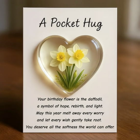 BiFandian Pocket Hug Card, Floral Design Card for Emotional Gift, Small Greeting Card for Sharing, Personal Note, Kindness Token