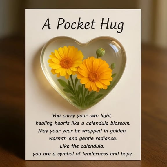 BiFandian Pocket Hug Card, Floral Design Card for Emotional Gift, Small Greeting Card for Sharing, Personal Note, Kindness Token