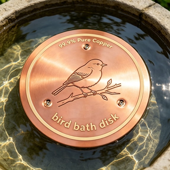 BiFandian Pure Copper Floating Bird Bath Disk, Embossed Bird Pattern Copper Bird Water Feeder Tray, Floating Pool Water Cleaner for Wild Backyard Bird Drinking Garden Landscape Decoration