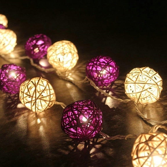 BiFandian Rattan Ball Christmas String Lights, 9.8ft USB Powered 20 LED Sphere Lights, Indoor Decoration Lights for Bedroom Party Wedding Valentine's Day