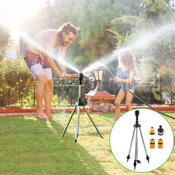 BiFandian Rotating Tripod Sprinkler, W/Tripod Rotation Water Spray, 360 Degree Automatic Rotating Sprinkler, Telescoping Tripod Automatic Rotating Sprinkler for Large Area Yard Garden Lawn