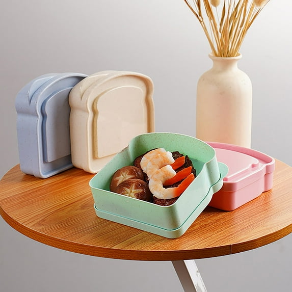 BiFandian Sandwich Containers with Lids, BPA-free Reusable Lunch Box Meal Box, Plastic Food Container for Bread Snack Meal, Dishwasher and Microwave Safe