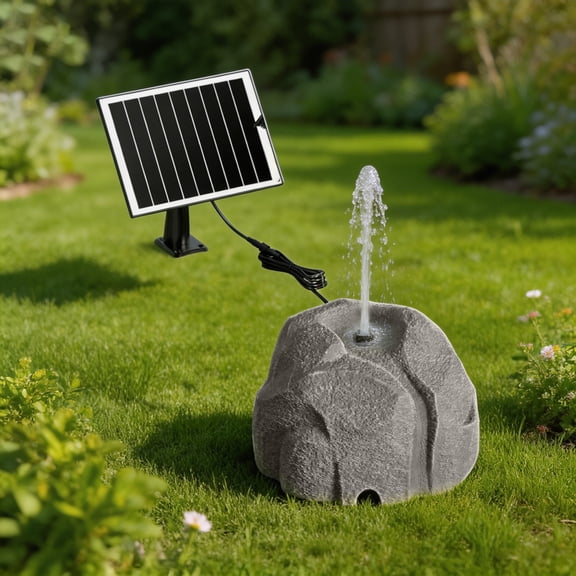 BiFandian Solar Bird Bath Fountain Pump, Solar Powered Rock Fountain Garden Statue Outdoor Decoration, Decorative Water Feature for Bird Bath, Backyard and Patio Landscaping