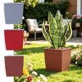 thumbnail image 1 of BiFandian Square Rattan Textured Plastic Planter, Selfs-Watering Decorative Flower Pots, Weather Resistant Outdoor Garden Flower Container for Patio Yard Plant Greenery Planting, 1 of 6