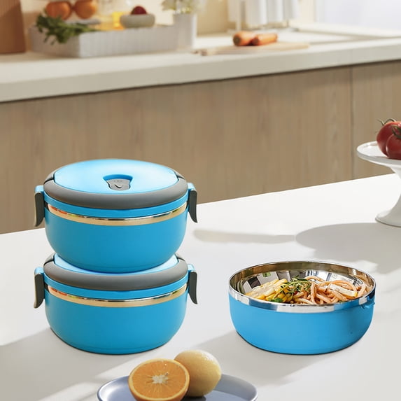 BiFandian Stainless Steel Round Lunch Box, Portable Leakproof Food Container for Lunch, Fruits, Salad, Snack, Insulated Lunch Container Work Microwave for School, Office, Picnic