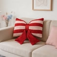 thumbnail image 1 of BiFandian Striped Bow Decorative Throw Pillows, Modern Cute Cushions for Sofa Throw, Plush Stripes Bow Cushion Pillow for Living Room Bedroom Home Christmas Indoor Decorations, 1 of 7