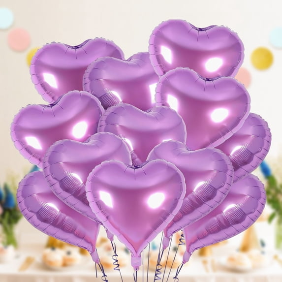 BiFandian Valentine's Day Heart Balloons Decorations, Set of 10 Heart Shaped Balloon for Romantic Special Night, Foil Mylar Balloons for Anniversary Wedding Birthday Party